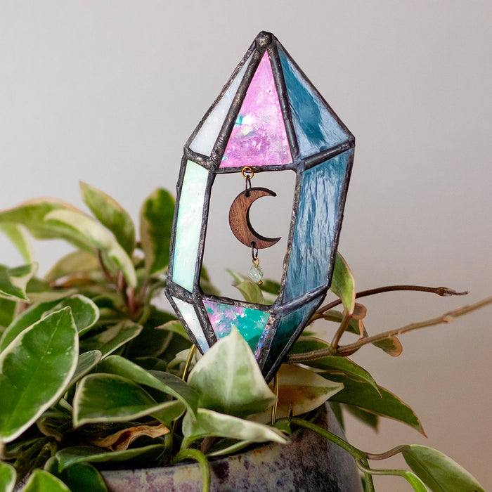 Stained Glass Crystal Plant Stake - Cosmic & Cool